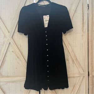 ZARA NWT velvet embellished mini dress short sleeves. Size M